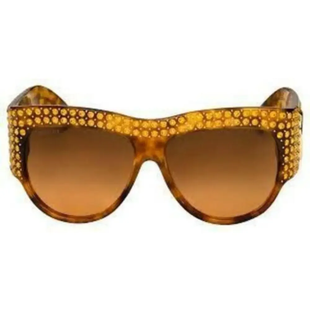 GUCCI AUTHENTIC HOLLYWOOD FOREVER 0144 Brown Gold Crystal Sunglasses GG0144S 003 - Picture 3 of 11